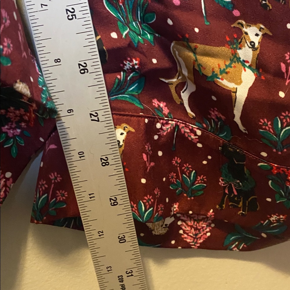Lands End Pajama Set Women Large Burgundy Holiday Hounds Print Pull On Pant Tank - Picture 10 of 16
